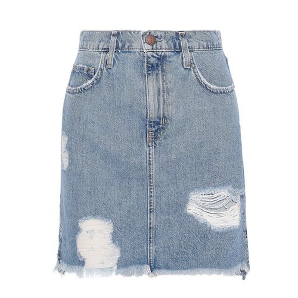 🏖 EUC 🏖 CURRENT/ELLIOTT The High Waist Distressed Denim Mini Skirt, Size 30
